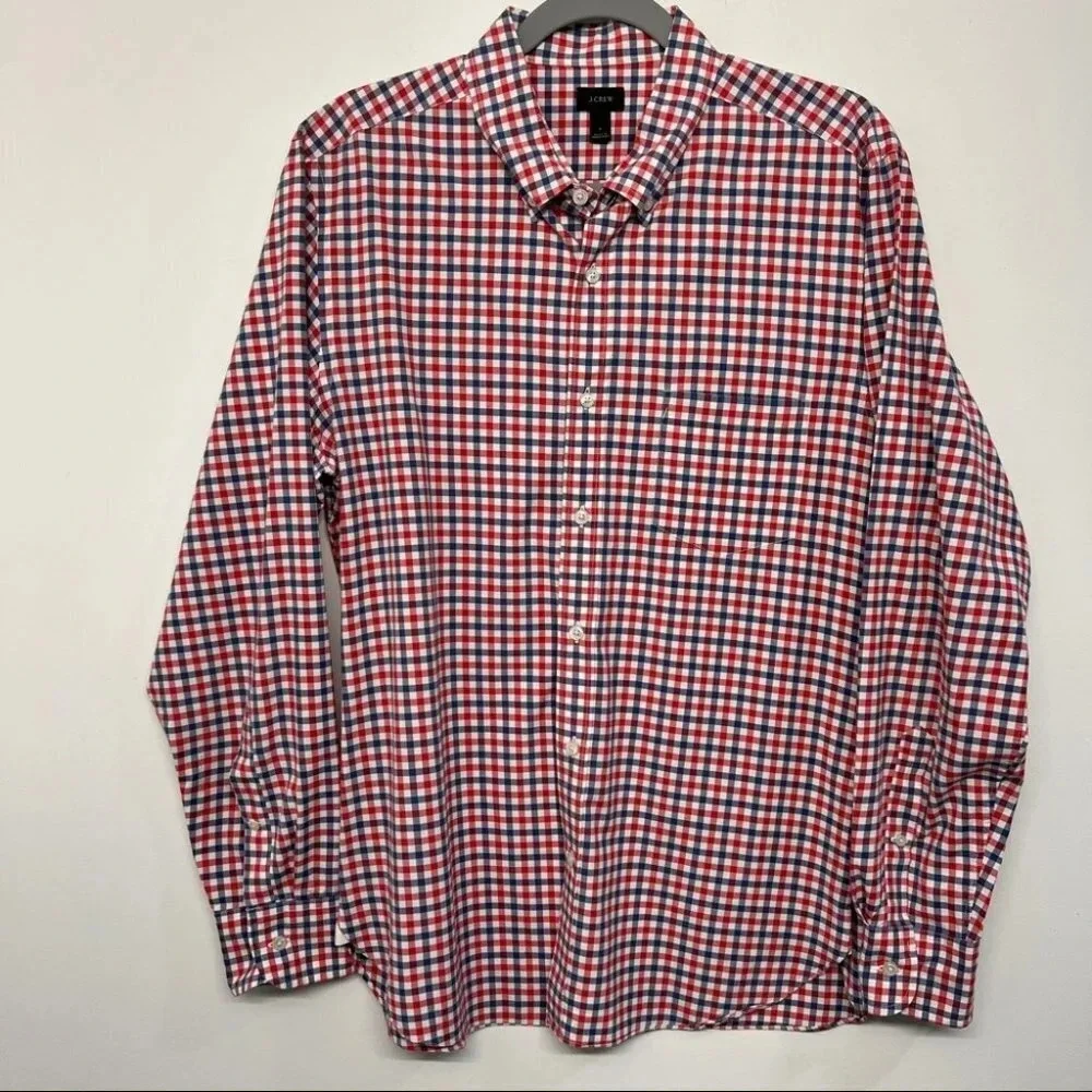 J.Crew 100% Cotton Blue‎ Red Check Men's Shirt Size M